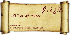 Jóna Árkos névjegykártya